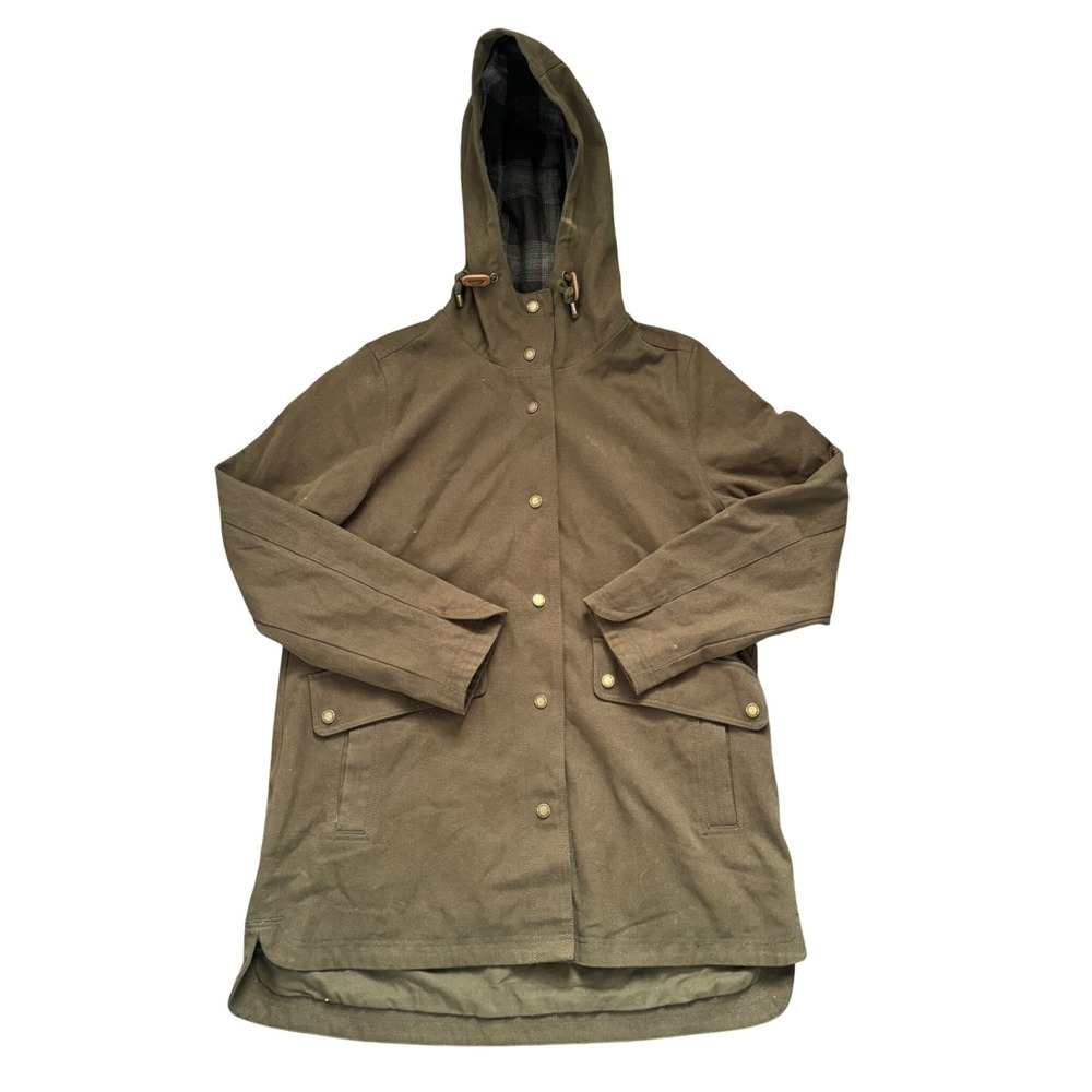 Pendleton Mens Olive Green Canvas Hooded Barn Jacket Wool Lining PDG1368 Size M